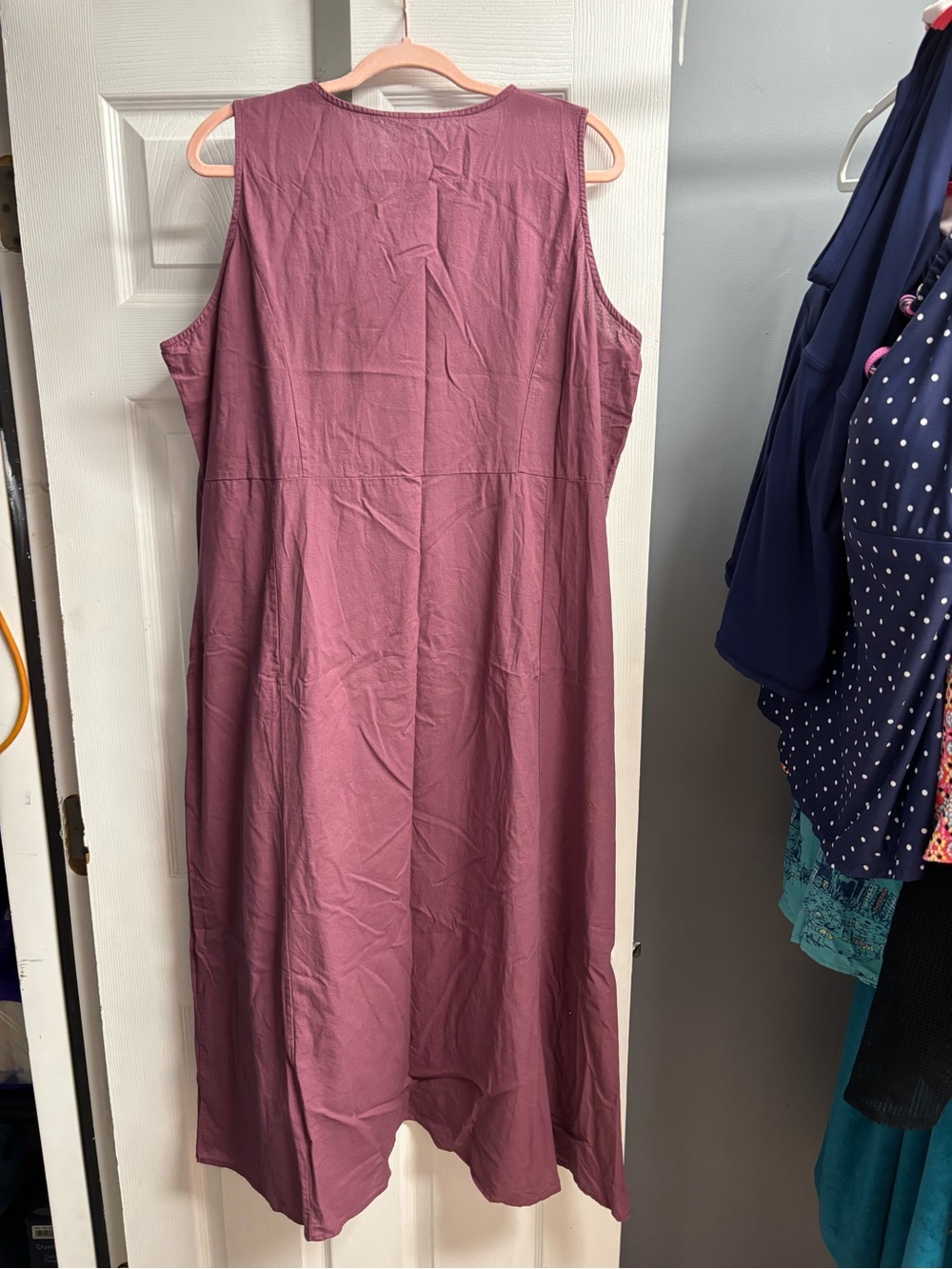 Sleeveless Mauve Lightweight Linen Like Dress - Picture 3 of 4